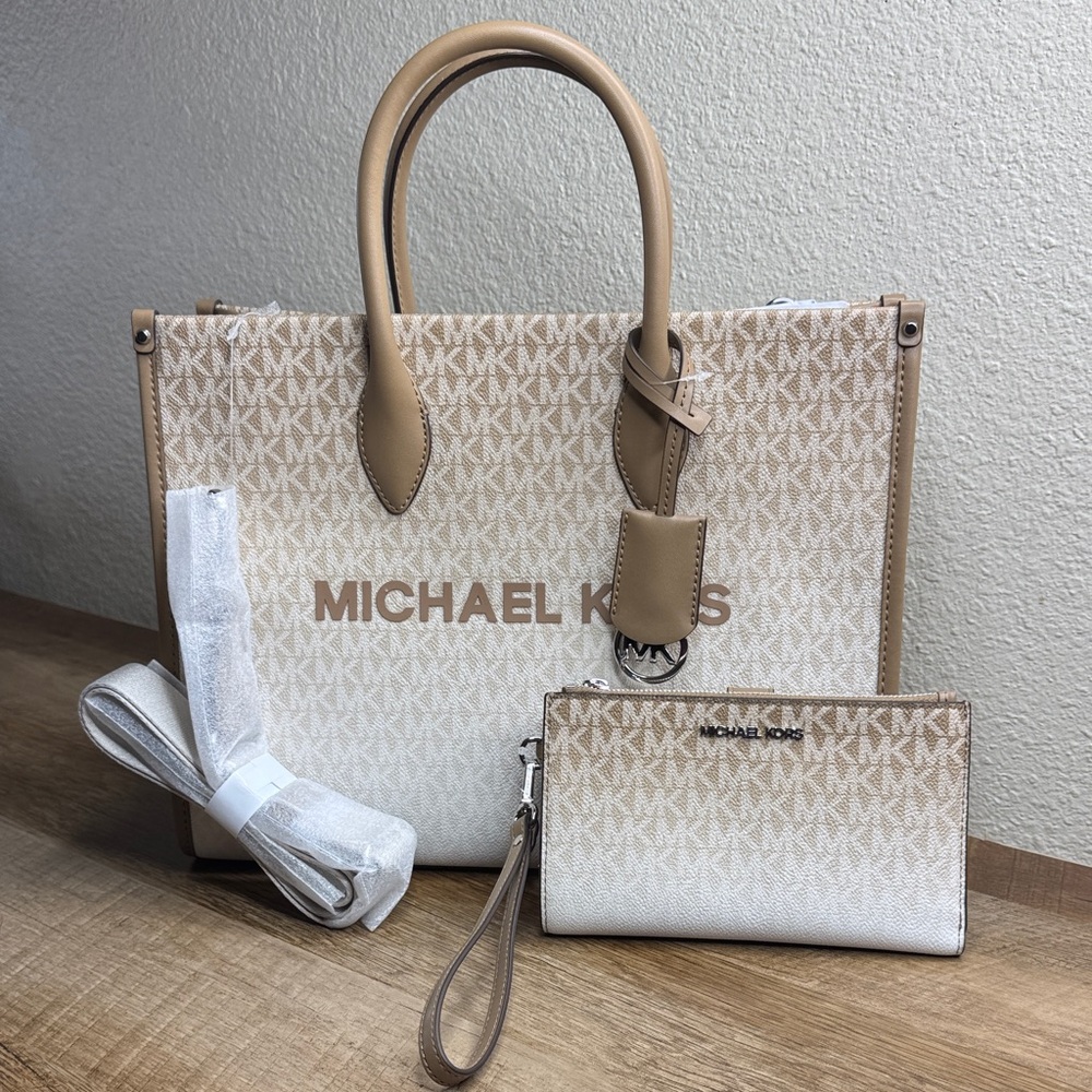 Michael Kors Mirella Medium Husk Tote Bag & Large Jet Set Wallet Set